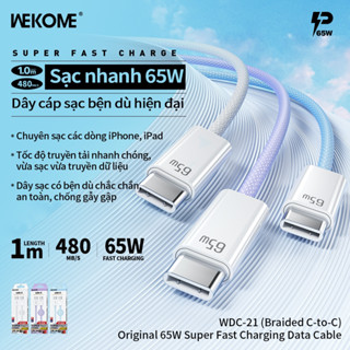 Dây cáp sạc nhanh 65W bọc dù WEKOME WDC-21 [Sạc nhanh - Màu pastel - Bọc dù]