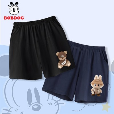 Quần đùi bé trai BOBDOG quần thun cotton thoáng khí cạp chun co giãn in hình Labubu cho bé mặc hè