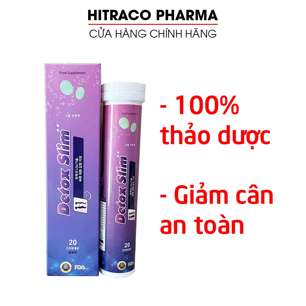 Sủi Detox Slim lựu đỏ lá sen giúp giảm béo, giảm cân, đẹp da - Tuýp 20 viên