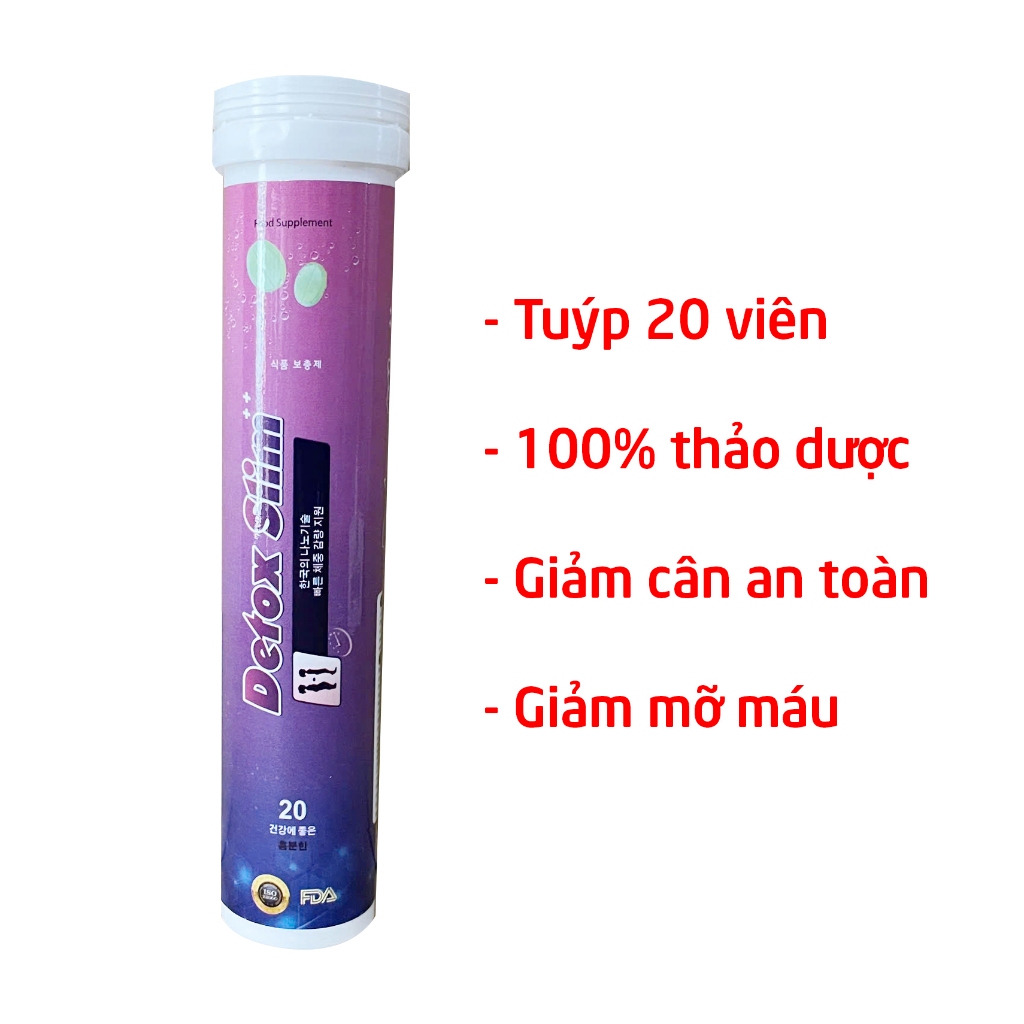 Sủi Detox Slim lựu đỏ lá sen giúp giảm béo, giảm cân, đẹp da - Tuýp 20 viên
