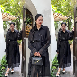 Đầm sơ mi dáng dài sang trọng đi làm đi tiệc đều xinh