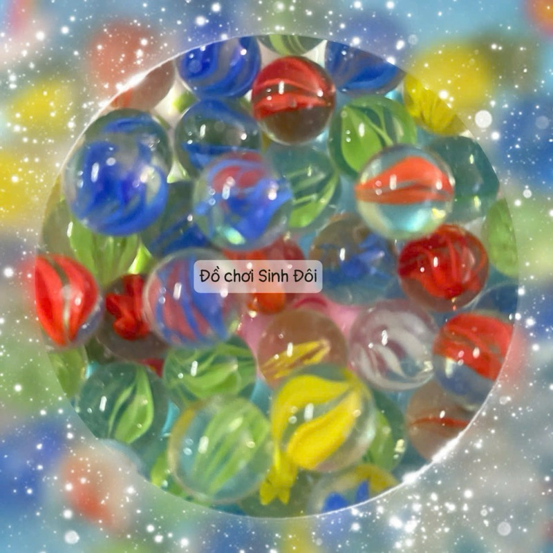 BI THUỶ TINH NHỎ 16mm màu 8 khía - bi ve truyền thống