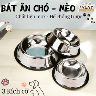 Bát ăn inox cho chó, bát ăn inox cho vật nuôi, chất liệu inox không rỉ an toàn cho vật nuôi, có 3 size phù hợp