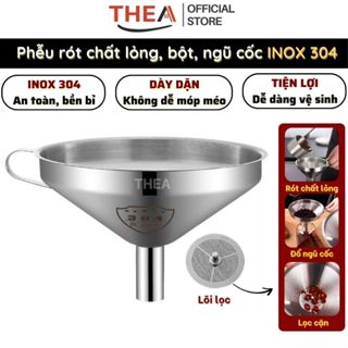 Phễu inox 304 mini rót dầu, rót bột, chất lỏng, gia vị kèm lõi lọc cặn, lọc trà, tạp chất cao cấp - THEA