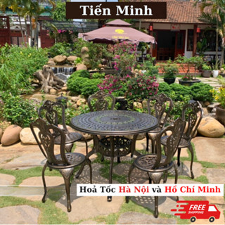 Bộ bàn ghế ban công ngoài trời Nhôm đúc Bàn ghế sân vườn ngoài trời Tròn Bàn ghế ngoài trời - BO48