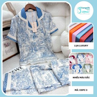 Pijama lụa cao cấp tay cộc quần dài Sam luxury CDPC3 sét đồ lụa mặc nhà mềm nhẹ an toàn cho da
