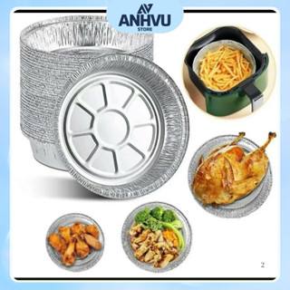 Combo 100  Khay Giấy Bạc 22cm Lót Nồi Chiên Không Dầu, Lò Nướng - Khuôn Đĩa Nhôm Đựng Thức Ăn, Thực Phẩm