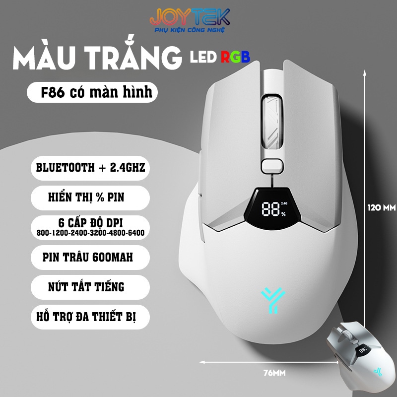 Chuột Game Atas F86 Silent 2 Mode Không Dây Bluetooth Pin 600Mah Cho Game Thủ Và Công Việc Văn Phòng - màu trắng | BigBuy360 - bigbuy360.vn