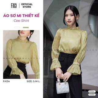 Áo Sơ Mi Nữ FACI Cee Shirt Chất Tơ Voan Cao Cấp Dài Tay Dáng Suông Cổ Bèo Thanh Lịch - FA134