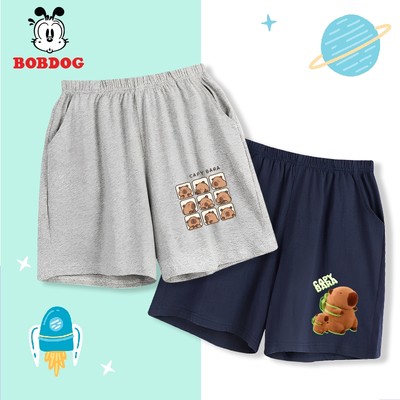 Quần đùi bé trai BOBDOG quần thun cotton cạp chun co giãn in hình Capybara cho bé size 10-32kg