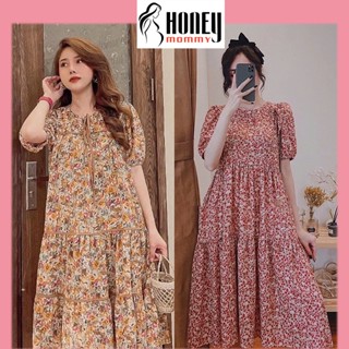 Đầm Bầu Váy Bầu Mùa Hè Hoa Nhí Tay Bồng Dáng Suông Xòe Đầm Bầu Cộc Tay Công Sở Đi Tiệc HD2841 Honey Mommy
