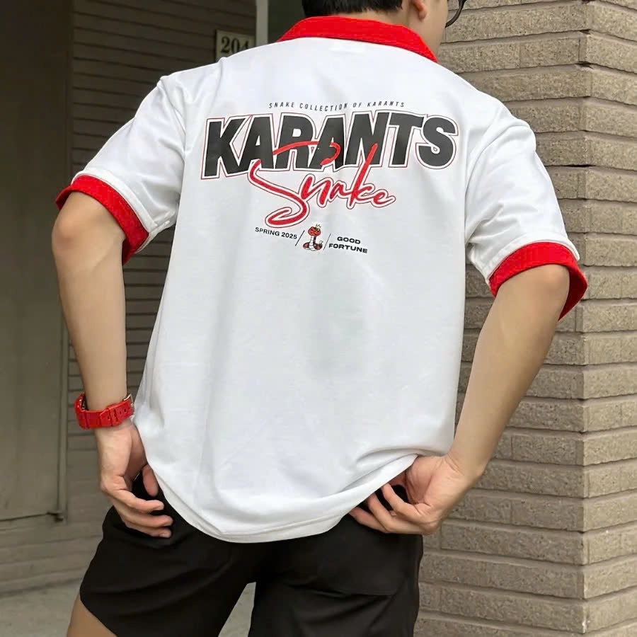 Áo Polo Tết Snake Cổ V Form Oversize Local Brand Karants hottren .Thời trang  Polo nam nữ  Local Bra