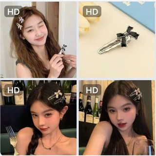 Set 2 kẹp trái tim nơ nhí màu bạc dễ thương phong cách Hàn mẫu mới hottrend