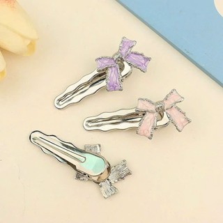 Set 2 kẹp trái tim nơ nhí màu bạc dễ thương phong cách Hàn mẫu mới hottrend