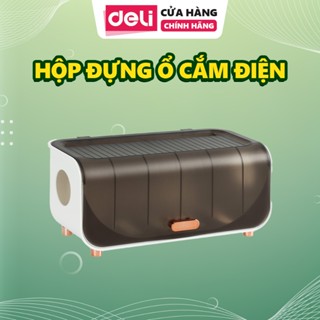 Hộp Đựng Ổ Cắm Điện Deli, Hộp Chứa Rộng Rãi Nhiều Lỗ Luồn Dây Điện Dễ Dàng Gọn Gàng Không Gian