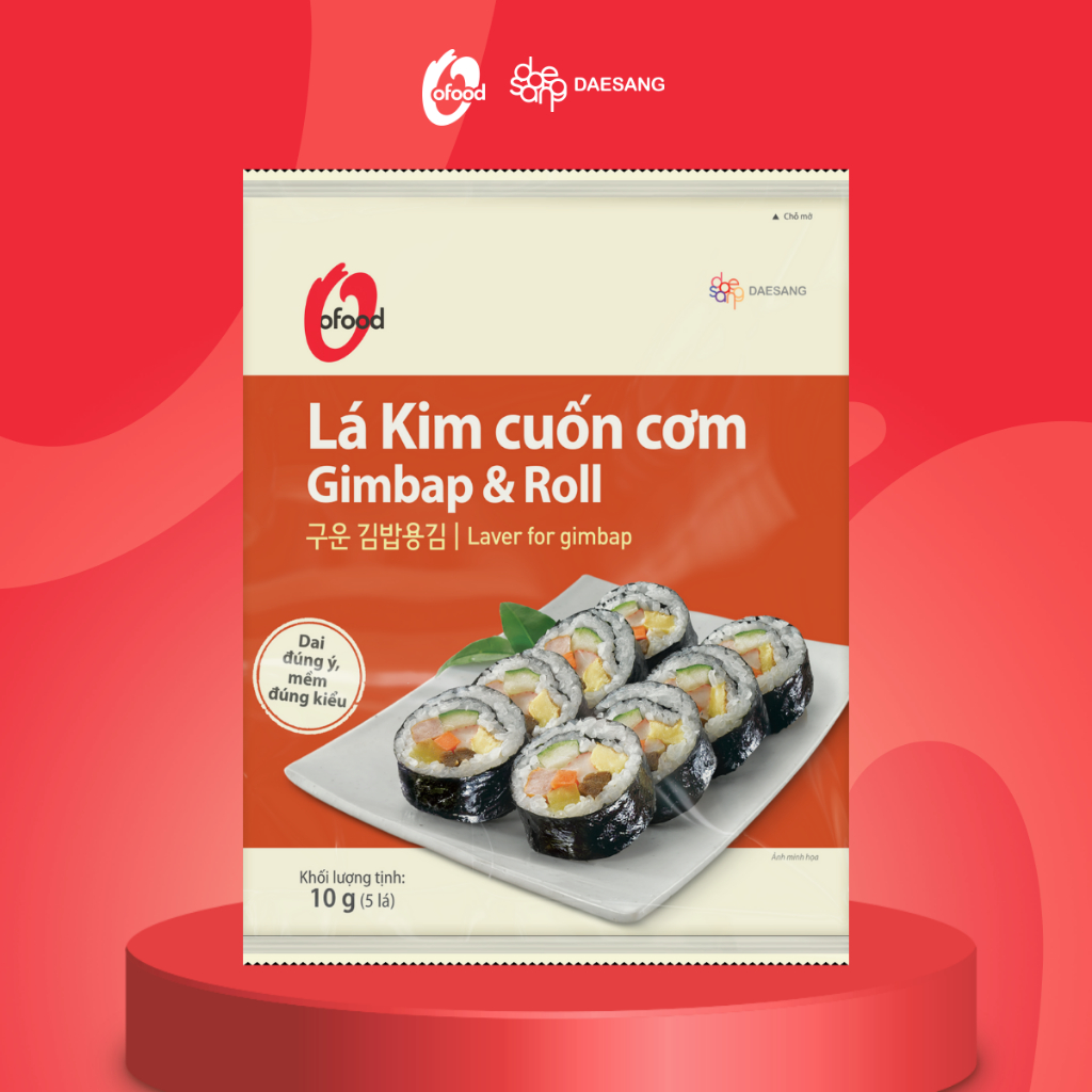 Rong biển / lá kim cuốn cơm Hàn Quốc O'food 10g, sử dụng cho các món kimbap, sushi