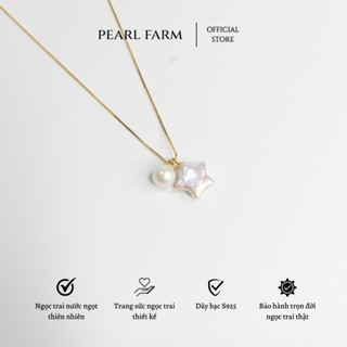 Dây Chuyền Ngọc Trai  Ngôi Sao Và Ngọc Tròn 6mm Ngọc Trai Nước Ngọt Dây Bạc S925 Pearl Farm
