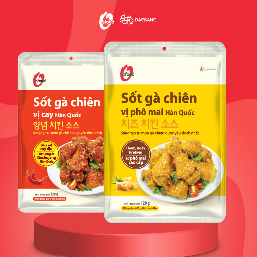 Sốt gà chiên 2 vị cay và phô mai O'food gói 120g