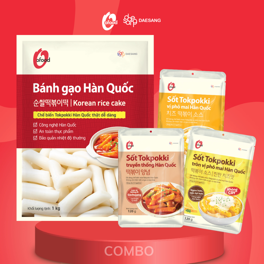 [O'Food] COMBO bánh gạo 1kg và 3 gói sốt tokbokki 120g