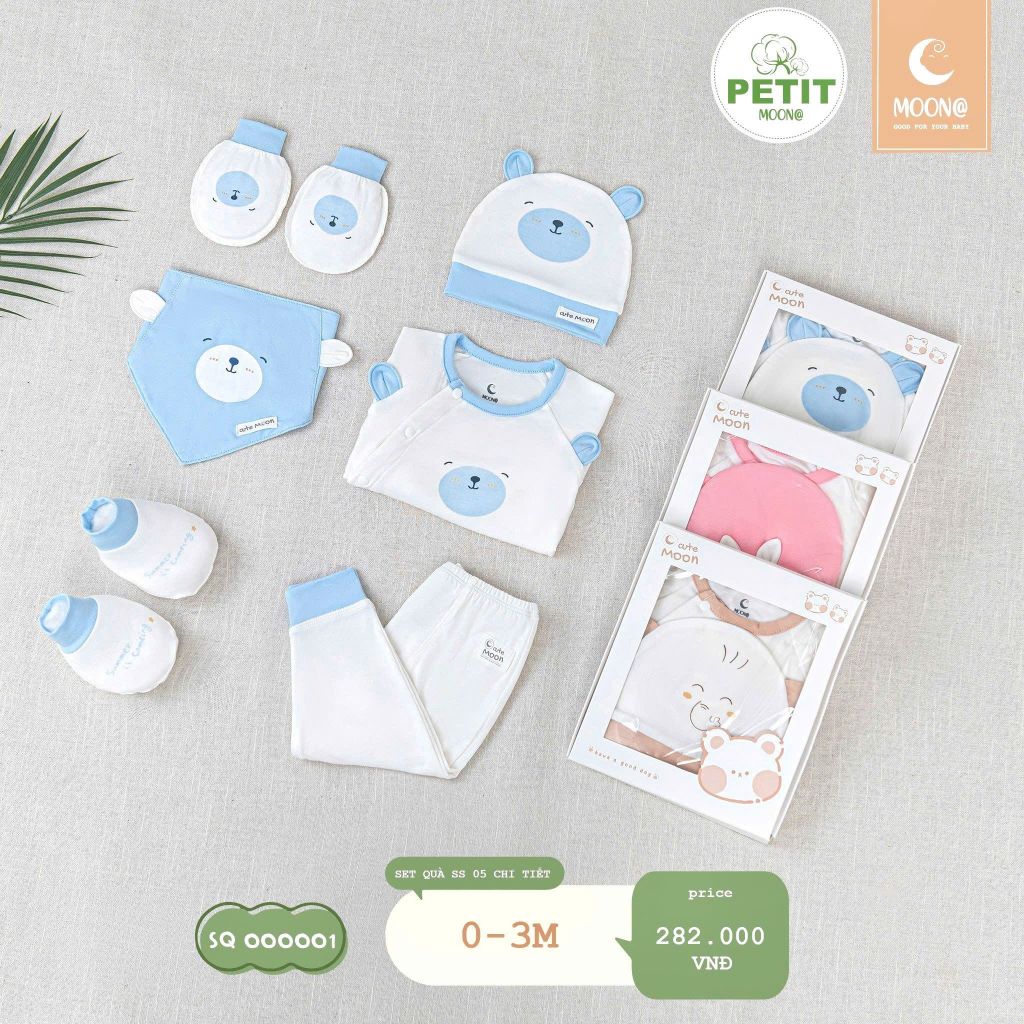 Set sơ sinh Moon chất petit mềm cho bé sơ sinh