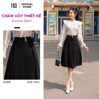 Chân Váy Nữ FACI Ducee Chất Tuyết Mưa Cao Cấp Dáng Chữ A Cạp Cao Đính Cúc Cách Điệu FA209