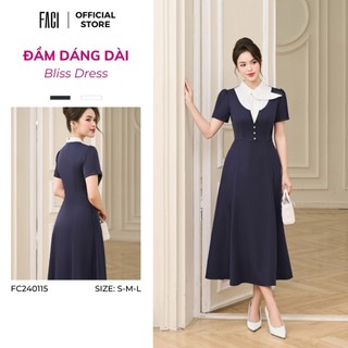 Đầm Nữ 𝐅𝐀𝐂𝐈 Dáng Dài Bliss Dress, Váy Công Sở Vải Chéo Ý Cao Cấp Dáng A Xoè Rủ Tôn Dáng FC240105