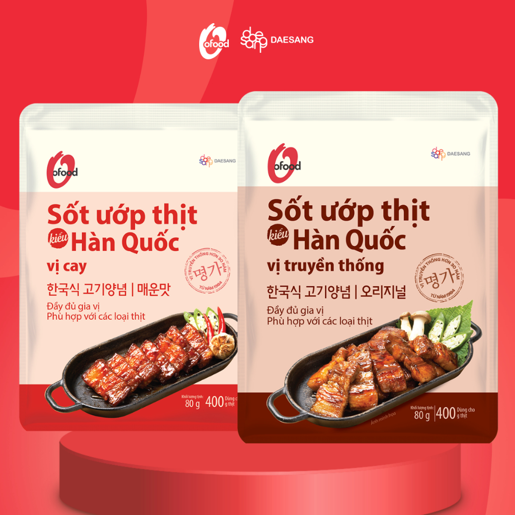 Sốt ướp thịt Hàn Quốc OFood gói 80g, giúp thị mềm, ngọt, thơm dậy vị dùng cho 400g thịt