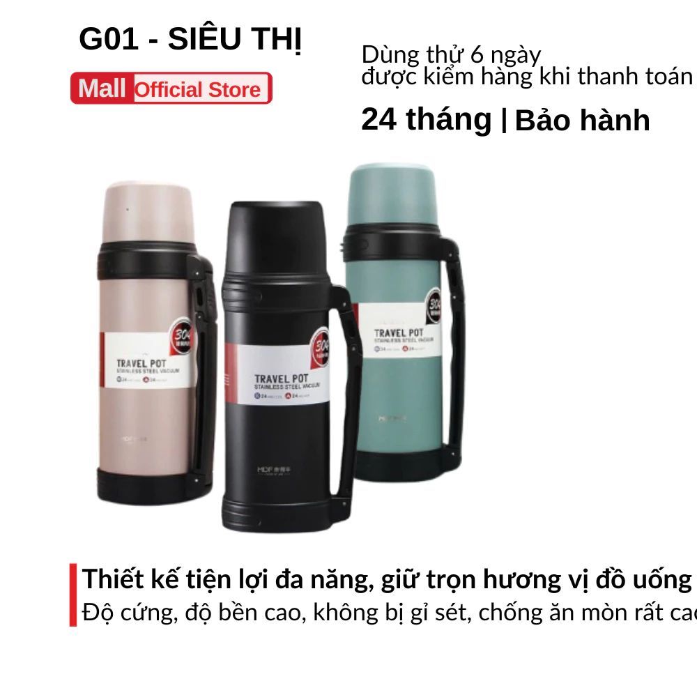 BÌnh giữ nhiệt cỡ lớn dung tích 1800ml chính hãng giữ nhiệt 24h chứa đồ uống thoải mái