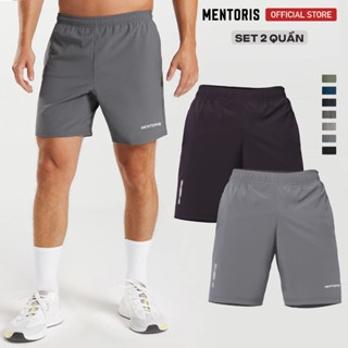Combo 2 Quần short thể thao Nam Mentoris, vải gió cao cấp, form dáng khỏe khoắn thoải mái CB2MSR01