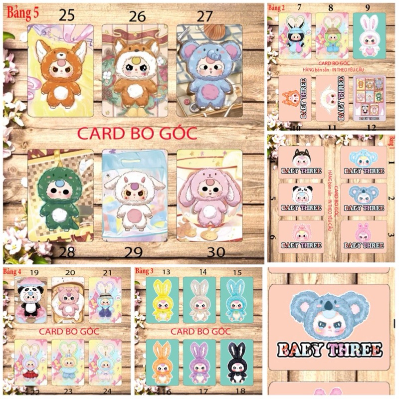 Card baby three để ví 6 card bo góc ép lụa khác nhau/ thẻ card baby three bo góc