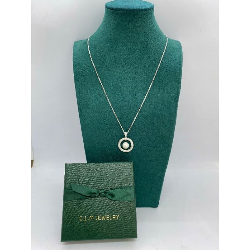 Dây Chuyền Bạc Đính Đá Quanh Ngọc Trai Sang Trọng MS857