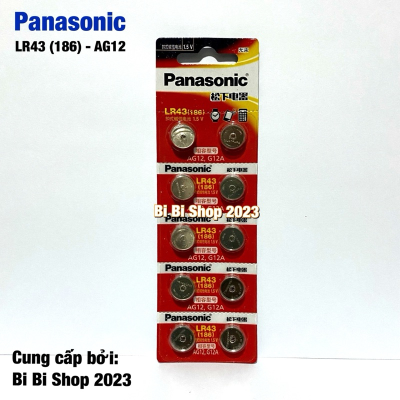 Pin LR43 186 Panasonic Alkaline 1,5V Vỉ 10 Viên Hàng Nhập Khẩu