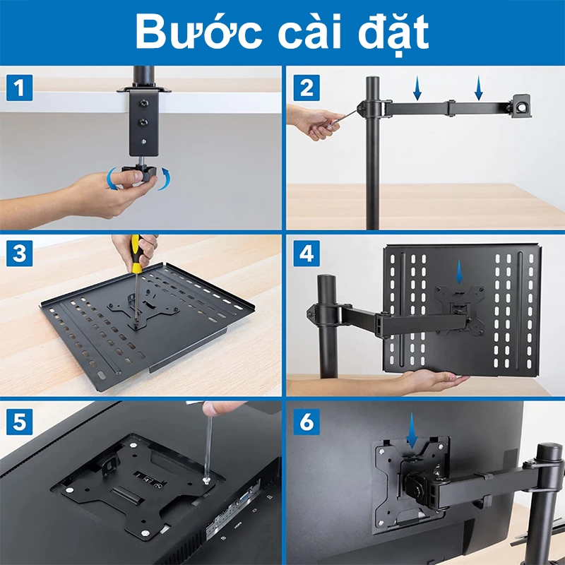 Giá Treo Màn Hình 17-34 Inch Kèm Giá Đỡ Laptop / Tải Trọng 8Kg | BigBuy360 - bigbuy360.vn