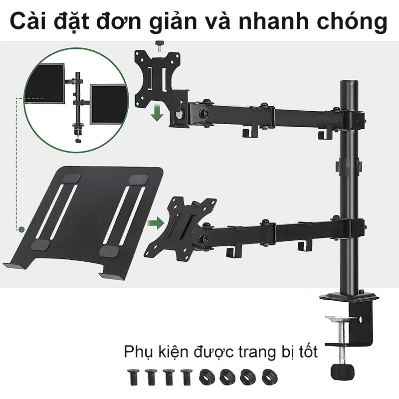 Giá Treo Màn Hình 17-34 Inch Kèm Giá Đỡ Laptop / Tải Trọng 8Kg | BigBuy360 - bigbuy360.vn