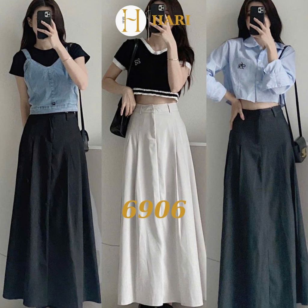 Chân váy midi Hari xếp ly dáng dài phong cách Hàn Quốc | BigBuy360 - bigbuy360.vn