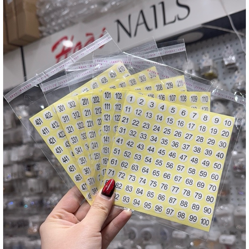 Miếng dán số thứ tự (trắng) - Phụ kiện Nail