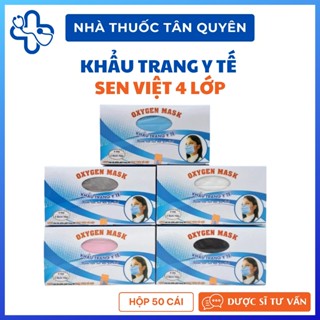 Khẩu trang y tế Sen Việt 4 lớp hàng loại 1 (hộp 50 cái)