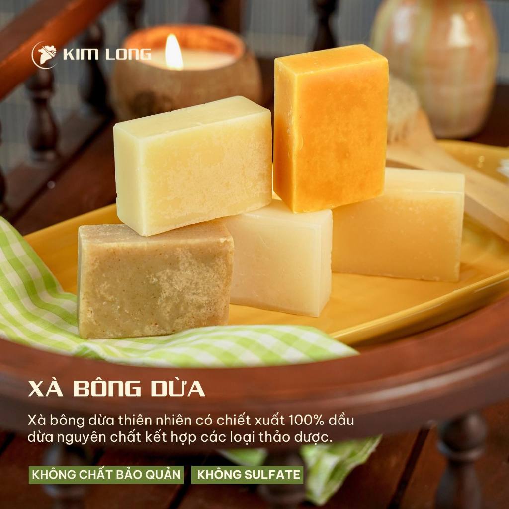  Xà bông Dừa thiên nhiên Kim Long 100gr Xà phòng tự nhiên an toàn lành tính 