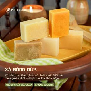 Xà bông Dừa thiên nhiên Kim Long 100gr, Xà phòng tự nhiên an toàn, lành tính