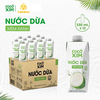  Thùng 12 hộp nước dừa COCOXIM Vị Xiêm xanh Active 100% nguyên chất dừa tươi 330ml - TACAPU 