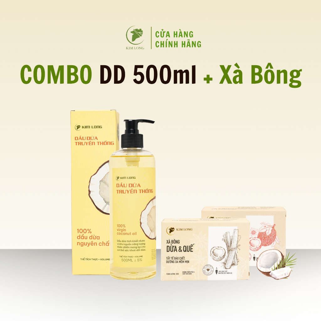 Combo Dầu dừa 500 ml  + Xà bông dừa