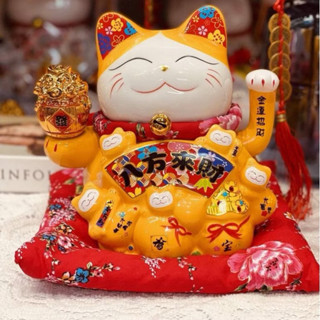   Đã Khai Quang  Mèo thần tài may mắn chiêu tài chiêu lộc vẫy tay 19*14*17 Cao cấp 