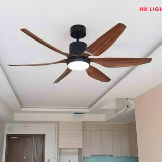 Quạt Trần Trang Trí Phòng Khách, Quạt Trần Đèn 6 Cánh Màu Vân Gỗ_ ĐÈN LED TRANG TRÍ