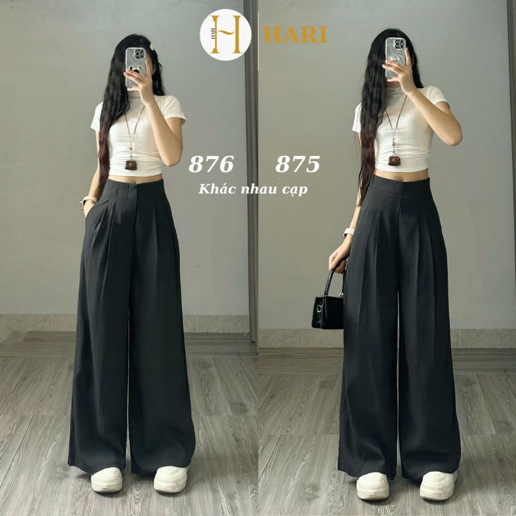 Quần tây ống rộng Hari chất gold hàn cao cấp Mềm dày dặn mát lên chuẩn dáng | BigBuy360 - bigbuy360.vn