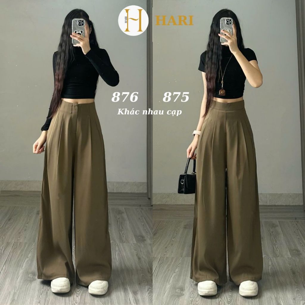 Quần tây ống rộng Hari chất gold hàn cao cấp Mềm dày dặn mát lên chuẩn dáng | BigBuy360 - bigbuy360.vn