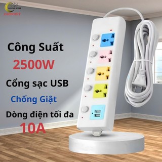  Ổ cắm điện đa năng USB cao cấp dây dài ZAPPOINT chịu tải 2200W công tắc riêng biệt an toàn chống giật 