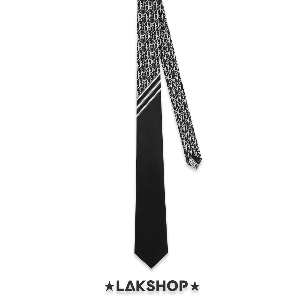LAK SHOP Cà Vạt Striped Oblique Tie Black (7cm)