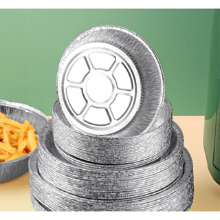 (Tặng 50 giấy nến) combo 50 Khay đĩa giấy bạc 22cm lót nồi chiên không dầu, bát bạc tiện lợi nướng đồ ăn, nướng bánh