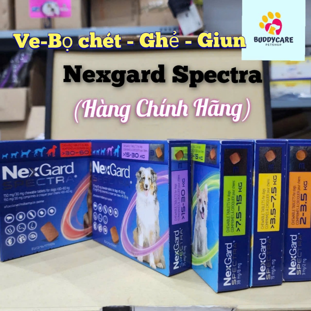 [ Lẻ 1 Viên ] NEXGARD SPECTRA - Diệt Ve,Bọ Chét,Ghẻ Chó ,Tẩy Giun Tròn & Phòng Giun Tim