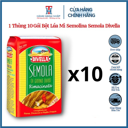 [Date 10/03/2027] 1 THÙNG 10 GÓI BỘT MÌ SEMOLA DIVELLA 1KG
